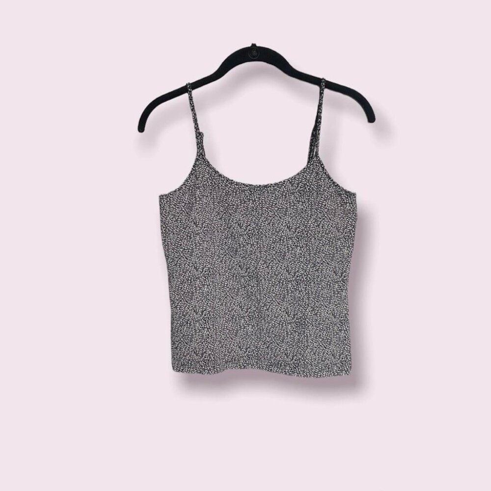 Navy blue and white stretchy spaghetti top with a built in shelf bra! - large